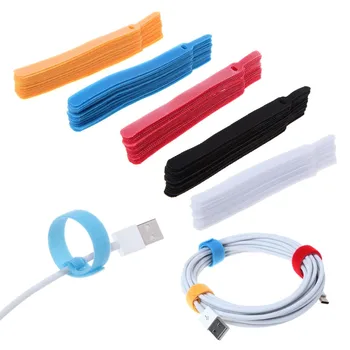 Multi-color ilgis 14.5 cm 20 užsegamas daugkartinio naudojimo kabelių organizatorius ausinės pelės kaklaraištis kabelių valdymo vielos vijurkas