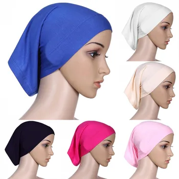 Musulmonų Islamo Arabijos Hijab Vamzdis Underscarf Šydas, Chalatas, Abaja Vidinis Kepurės Skrybėlės Mercerized Medvilnės Elastinga Kolonėlė