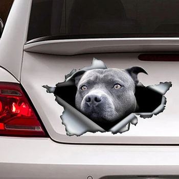 Mėlyna Pitbull Automobilių Lipdukas Suplėšyti Metalo Lipdukas Atspindintis Lipdukas Vandeniui Automobilio Stilius Pet Auto Motociklų Apdaila