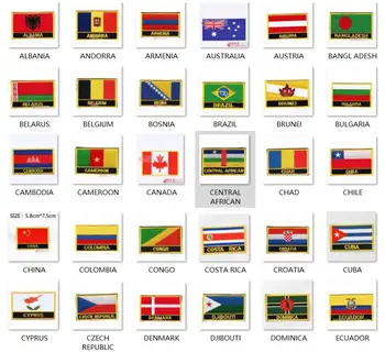 Nacionalinės Vėliavos, vėliavos Siuvinėjimo Pleistras Ženklelis visame Pasaulyje 8*5cm AUSTRALIJA AUSTRIJA BELGIJA KANADA, ČILĖ, KINIJA, KOLUMBIJA ČEKIJA