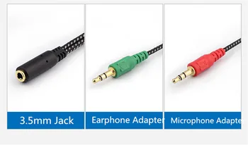 Nailono 3.5 mm Jack male-3.5 Mikrofono ir ausinių moterų Pratęsimo Aux Audio Splitter Cable Y Stereo Splitter 