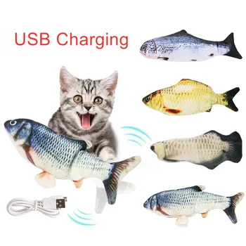 Naminių gyvūnėlių, Kačių Žaislas USB Įkrovimo Modeliavimas Elektros Šokių Juda Floppy Žuvų Katės Žaislas Kramtyti Žaislas Pliušinis Interaktyvus Šuo Dropshipping