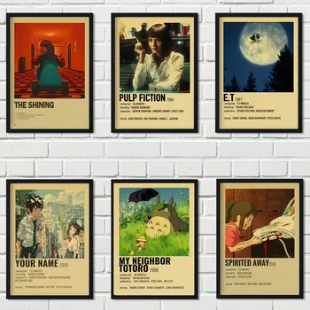 Namo sienos derliaus meno apdailos kraftpopieris plakatas Šviečia/Pulp Fiction/Spirited Away/Mano Kaimynas Totoro/Kill Bill a113