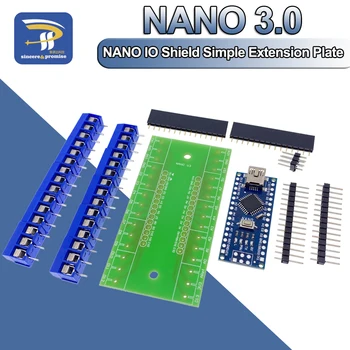 NANO V3.0 3.0 CH340 Valdytojas Terminalo Adapteris Plėtros Valdybos NANO IO Shield Paprasta Išplėtimo Plokštė Arduino AVR ATMEGA328P