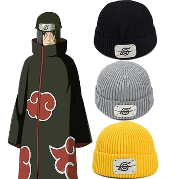 Naruto Beanie Skrybėlių Žiemos Šiltos, Megztos Kepurės Vėjo Konoha Uchiha Itachi Kakashi Akatsuki Anime Cosplay Priedai Kepuraitė Kepurės