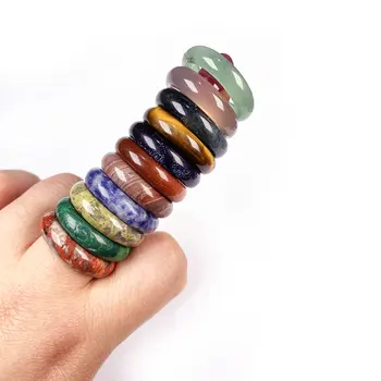 Natūralaus akmens žiedai, papuošalai įvairovę akmenys dviejų rūšių modelius Unisex Ratas Natūralaus Akmens Piršto Žiedai, pakabukai 6mm pločio