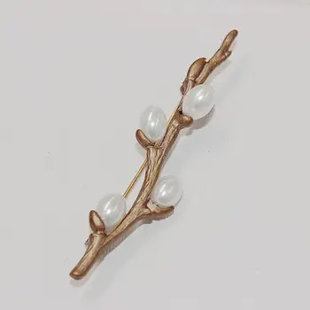 Natūralių perlų Slyvų medžių šakas Derliaus corsage sagės, pin kostiumas ar moterų skara