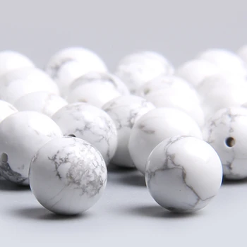 Natūralus Baltas Howlite Turquoises akmens karoliukai Papuošalai Priėmimo Apvalios baltos Prarasti tarpiklis Karoliukai 4 6 8 10 12 mm Howlite Karoliukai dovana