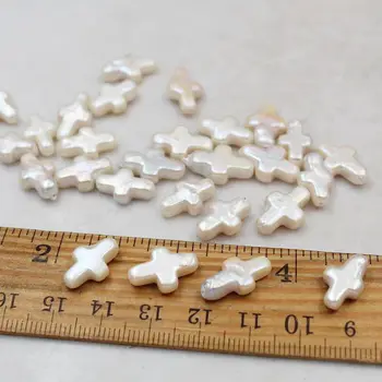 Natūralūs Gėlavandenių Perlų Mados Perforuotas Kryžiaus Baroko Perlas Naudojami Juvelyrikos Priėmimo 