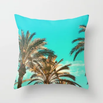 Nauja Vasaros Blue Beach Pagalvė Pagalvėlės Atveju Karšto Atogrąžų Ocean Palm Spausdinti Mesti Pagalvės Dangtelis Svetainės Sofa-Lova Apdaila Sėdynės