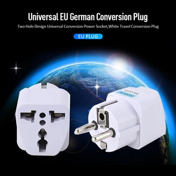 Naujas 1Pcs Balti Universal EU Kištukas Adapteris Europos Vokietija Kinijos Elektros Lizdas Kelionės Konverteris Konversijos Plug Smart Home