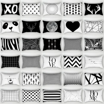 Naujas 30X50CM Black & White Juosmens Užvalkalas Karšto Šiuolaikinės Šiaurės šalių Geometrinis Spausdinti Pagalvėlė Atveju, Svetainės Sofa-Lova Dekoratyvinės Pagalvės