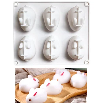 Naujas 6-skylė 3D Mielas Mažai Kiaulių Putėsiai Torto Kepimo skardos Grynasis Red Rabbit Silikono Formos Šokoladiniai Saldainiai, Pelėsių Želė Ledo Kubelių padėklas