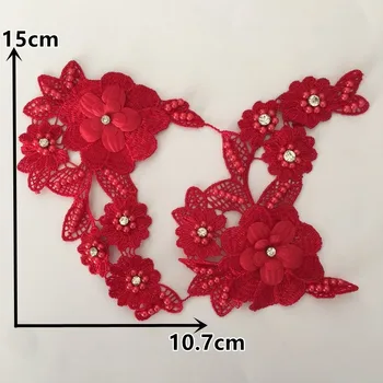 Naujas atvykimo 3D gėlių poliesteris nėrinių audinys, siuvinėjimo nėrinių apykaklę batai gėlių 