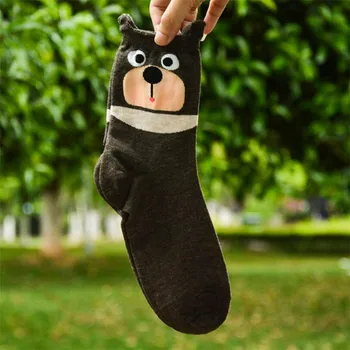Naujas atvykimo moterų animacinių filmų kojinės spalvinga raštuotas šiltų kojinių panele ir moters juokinga gyvūnų medvilnės kojinės