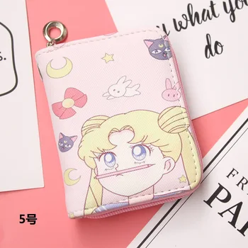 Naujas Atvykimo Sailor Moon trumpas Stiliaus Gaubiamaisiais Merginos Piniginė PU Odos Su Kortelės Lizdas Studentas Moterų Piniginės Odos Sankabos Krepšiai