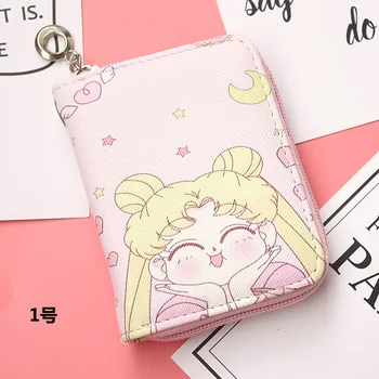 Naujas Atvykimo Sailor Moon trumpas Stiliaus Gaubiamaisiais Merginos Piniginė PU Odos Su Kortelės Lizdas Studentas Moterų Piniginės Odos Sankabos Krepšiai