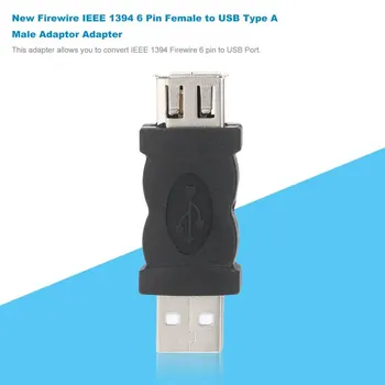Naujas Firewire IEEE 1394 6 Pin Female USB 2.0 Type A Male Adapteris Adapteris Kamerų, Mobiliųjų Telefonų, MP3 Grotuvas, Pda Juoda Didmeninės