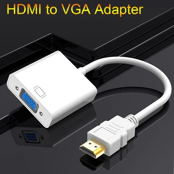 Naujas HDMI į VGA Adapteris Vyrų ir Famale Konverteris Adapteris 1080P su Garso Kabelis KOMPIUTERIUI Laptopo TV Box