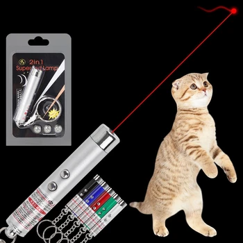 NAUJAS Juokingi Pet Įrankiai Keychain Vietoje Tiekimo Raudona Lazerio Cat Stick LED Elektroninių Spindulių Katė Lazerio Kačių Žaislai keyrings