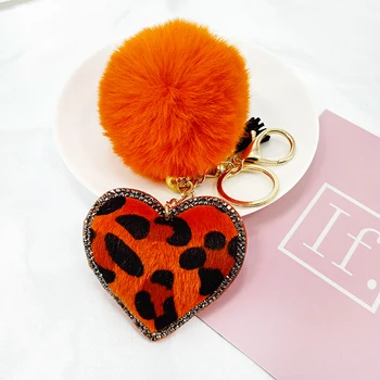Naujas korėjos aksomo, kalnų krištolas, leopardas modelis meilės plaukų kamuolys, raktų žiedas pakabukas bell priedai maišas maišas ornamentu