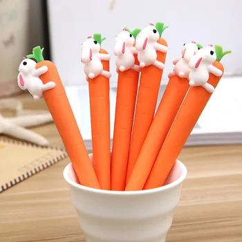 Naujas Korėjos Mados Gyvūnų Vaizdo Žaidimas Kūrybos White Rabbit Meilės Morkų Studentų Juoda Neutralus Office Pen Parašą Pen Raštinės Reikmenys