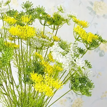NAUJAS korėjos stiliaus Nėrinių gėlių šaką su žaliais lapais, dirbtinių gėlių kompozicijų prekių netikrą augalai