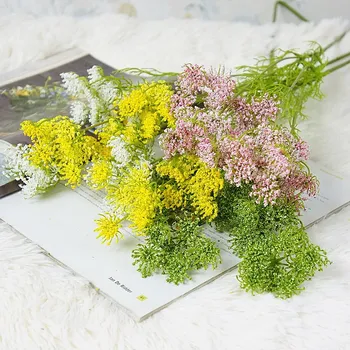 NAUJAS korėjos stiliaus Nėrinių gėlių šaką su žaliais lapais, dirbtinių gėlių kompozicijų prekių netikrą augalai