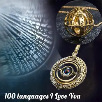 Naujas Mados Astronomijos Kamuolys Projekcija Karoliai 100 Kalbų, Aš Tave Myliu, Karoliai Pakabukas Sidabras / Auksas Pora Karoliai