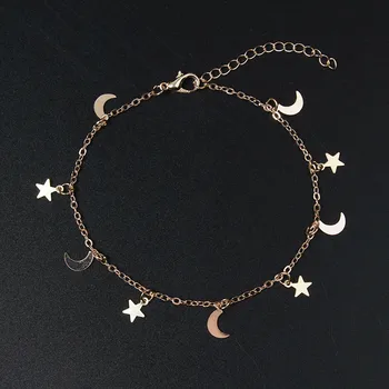 Naujas Mados Aukso sidabro spalvos Moon Star Žavesio apyrankę, Moterys, Merginos, Apyrankės & Bangle Papuošalai, Aksesuarai