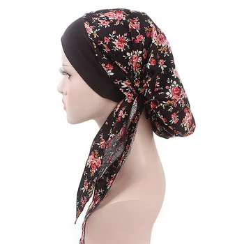 Naujas mados gėlių spausdinti moterų vidinis hijabs kepurės musulmonų galvos skara turbaną variklio dangčio nešioti ponios wrap pagal bžūp hijab