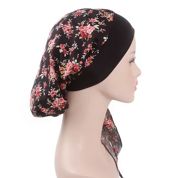 Naujas mados gėlių spausdinti moterų vidinis hijabs kepurės musulmonų galvos skara turbaną variklio dangčio nešioti ponios wrap pagal bžūp hijab