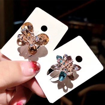 Naujas Moterų, Prabangos Spalvinga Crystal Butterfly Gėlių Plaukų Letena Saldus Plaukų Papuošalas Įrašą Plaukų Segtukai Lankelis Mada, Plaukų Aksesuarai