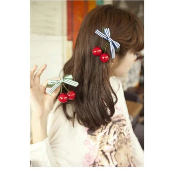 Naujas Plaukų Clips Vaikų Mergaičių Red Cherry Plaukų Segtukai Už Pinup Derliaus Šalis Vaction Plaukų Aksesuarai Moterims, Barrettes Korėjos Stiliaus