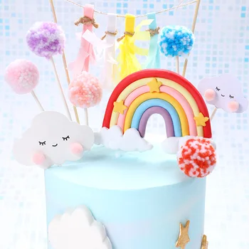 Naujas Rainbow Tortas Topper Mielas Debesis Gimtadienio Cupcake Topper Kūdikių Dušas Vestuvių Vaikai Mergaitės Gimtadienio Tortas, Papuošimai