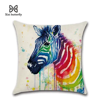 Naujas Rainbow Zebra Dramblys Spausdinti Lino Audinio Užvalkalas Pagalvės Padengti Pagalvę Miegamasis