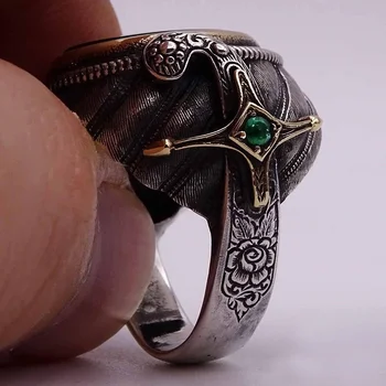 Naujas Retro Islamo Musulmonų Runų Raštas Žiedas Vyrų Žiedas Bohemijos Krištolas Inkrustacijos Metalinio Žiedo, Aksesuarai, Šaliai, Papuošalai