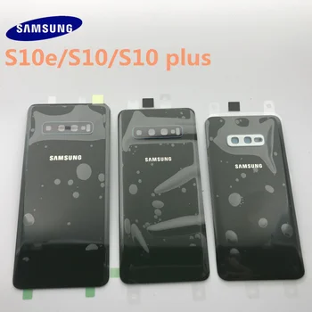 Naujas Samsung Galaxy S10 S10e S10 plius Baterija, galinis Dangtelis Durų Būsto Pakeitimas, Remontas, Dalys + ausų Kameros Stiklo Objektyvo Rėmas
