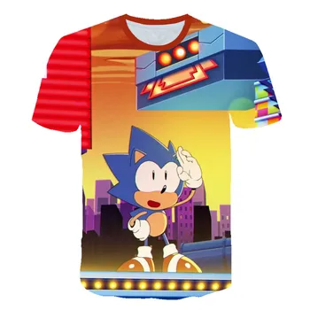 NAUJAS Sonic b02 Karalystės Juokingi marškinėliai Vaikams, Kūdikių Vasaros Cute Drabužiai Berniukams, Mergaitėms, Stalviršiai, Sonic marškinėliai