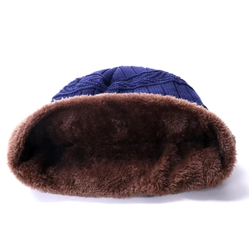 Naujas Unisex Stilingas Žiemos Skrybėlę Pridėti Kailio Pamušalu Minkštas Šiltas Beanie Kepurė Storos Žieminės Kepurės Vyrų Ir Moterų Megztus Skrybėlę Dropshipping