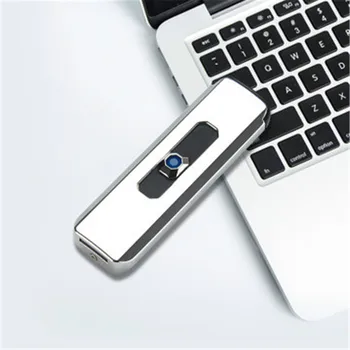 Naujas USB Žiebtuvėlis Įkrovimo Lengvesni Stumti Mygtuką dvipusis Taško Įkrovimo Elektroninių Vėjo Cigarečių Žiebtuvėliai