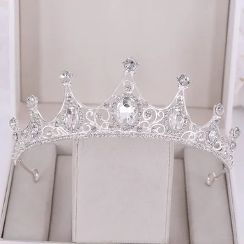 Naujas Vestuvių Plaukų Aksesuarai Baroko Kalnų Krištolas Crystal Crown Vestuvių Karūna Šukuosena Bridal Crown Nuotakos Plaukų Aksesuarų, Tiara