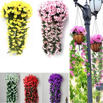 Naujas Violetinis Dirbtinių Gėlių Dekoravimo, Modeliavimo Sienos Kabo Krepšelį Gėlių, Orchidėjų Šilko Gėlių Vynuogių