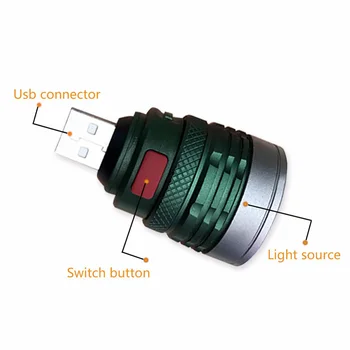 Naujas XP-G Q5 Zoom USB LED Žibintuvėlis 3 Rūšių Nešiojamų Mini Pocket Kempingas Lemputės, Reguliuojamas Aliuminio, atsparus Vandeniui Žibintuvėlis, Litwod