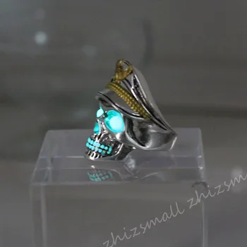 Naujas švytėjimas žiedas Pareigūnas kaukolės Žiedas vyrams, moterims, Žėrintis Žiedas Šviesos II Pasaulinio Karo Vokietija žiedai punk dovana Švyti Tamsoje Papuošalai