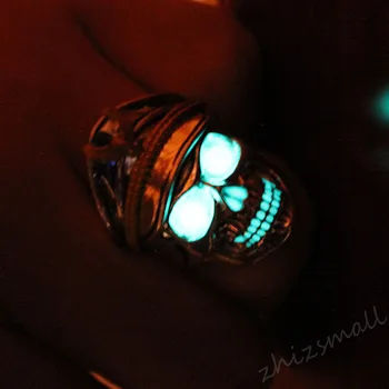 Naujas švytėjimas žiedas Pareigūnas kaukolės Žiedas vyrams, moterims, Žėrintis Žiedas Šviesos II Pasaulinio Karo Vokietija žiedai punk dovana Švyti Tamsoje Papuošalai