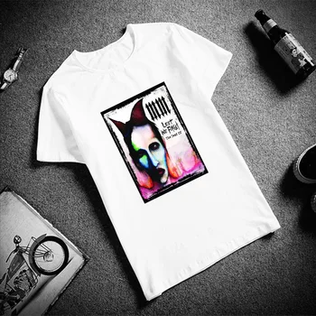 Naujas Žmogus Medvilnės Vyrų Marškinėlius Marilyn Manson Klasikinis Nuotraukų Spausdinimo Trumpas Rankovės Viršuje & Tee Mados Atsitiktinis Vyrų Marškinėliai Unisex Drabužiai