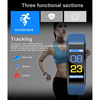 Naujausias 115Plus 0.96 colių Spalvotas Ekranas Smart Apyrankę Sporto Smart Watch Kraujo Spaudimas Dinaminis Širdies ritmo Monitoringo Žingsnis Skaičius
