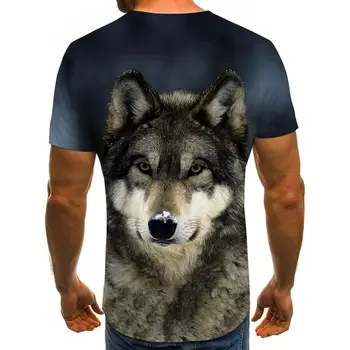 Naujausias Wolf 3D Spausdinimo Gyvūnų Kietas Juokingi Marškinėliai Vyrams trumpomis Rankovėmis Vasarą Hip-Hop Viršūnes Tees Mados marškinėliai dydis XXS-6XL