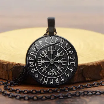 Nauji Viking Odin Simbolis Rune Amuletas Ally Grandinės Kompasas Pakabukas Vegvisir Mados Karoliai